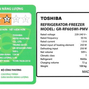 Tu Lanh Toshiba Inverter 509 Lit Gr Rf605wi Pmv06 Mg 14