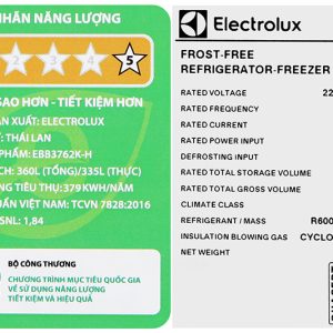 Tu Lanh Electrolux Inverter 335 Lit Ebb3762k H16